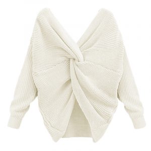 Autumn Two-Way Wear Sexy Cross Bow Backless Sweater Sweater for Women Plus size - White - XXXXX Large