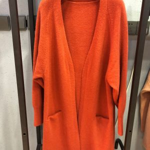 New Arrival of Autumn and Winter Scarf Collar Knitted Cardigan Women Loose and Lazy Style Sweater Coat Mid-Length Cape Overcoat - Orange - One Size
