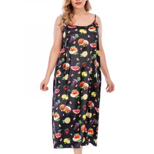 Large Size Dress Fat Sister Printed Homewear Sleeveless Loose Halter Skirt 200 Wearable - Black - XXXXX Large