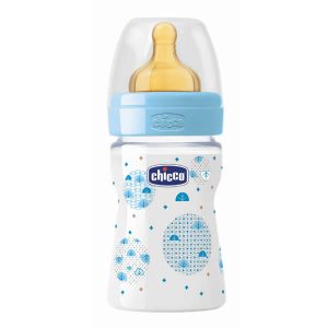 Chicco Well-Being Rubber Baby Bottle PP Regular Flux Blue 0m+ 150ml