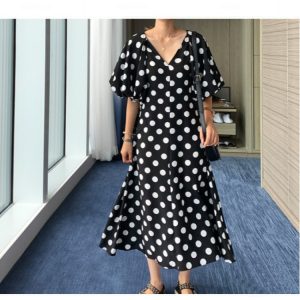 Plus Size Dress 2021 Summer New  Fashion Loose and Slimming Mid-Length Polka Dot Dress Dress - Black - XXXXX Large