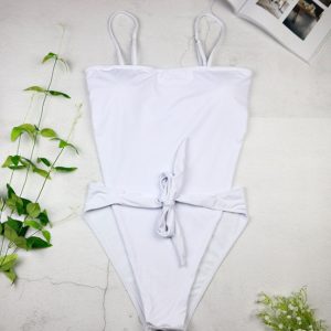 Solid Color Sexy  Bikini Seaside Vacation Swimsuit - White - Extra Large