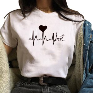 Women  Clothing  Spot Solid Color 2021 Spring and Summer  Short Sleeve Loose T-shirt plus Size - Mentality Love Cat White - XXX Large