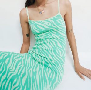 Summer 2021 Women Jacquard Knitted Animal Print Spaghetti Straps Sleeveless Long Slim Fit Backless  Style Dress - Animal Print Dress - Large