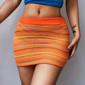 Women  Clothing  Summer New  Sexy Slim Color Woven Skirt Hip Skirt - Orange - Large