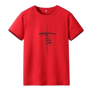 Faith Letter Print Short-Sleeve T-shirt 2021 New - Red - Extra Large