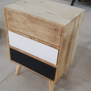 Side table with colored drawers