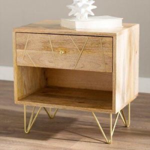 Brass fitted night stand with metal legs