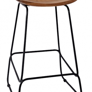 Bar Stool-Mango wood and Iron-Size 43x40x63 -Brown and Black - BS-1009
