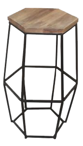 Bar Stool-Mango wood and Iron-Size 40x40x70 -Natural on wood and Black - BS-1012