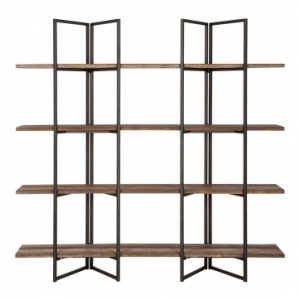Book Shelf (Fully Foldable)-Acacia wood and Iron-Size 160x35x180 -Brown - BS-3026