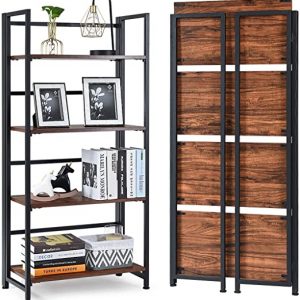 Book Shelf-Acacia wood and Iron-Size 100x45x200 -Brown - BS-3041