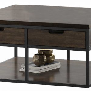 Coffee Table-Mango wood and Iron-Size 102x102x50 -Draw Brown and Black - CCT-6149