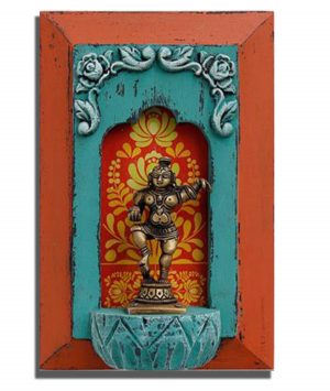 Glimps of Art (Jharokha) - ORANGE AND BLUE - MANGO WOOD - CJJ 523