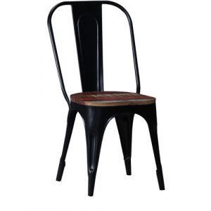 Industrial Cello Chair-Mango Wood and Iron-Size 46x46x92 -Brown and Black - DC-5134