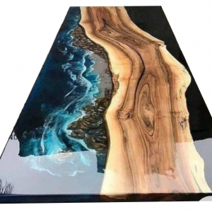 Epoxy Dining Table Top-Accacia wood and Epoxy Resin-Size 160L X 100B -Natural on Wood - DT-7072