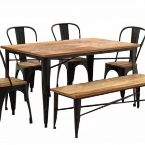 Dining Table-Mango wood and Iron-Size 160x75x95 -Brown and Black - DT-7087