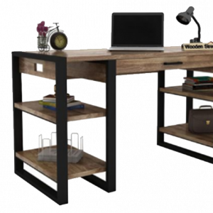Office Table-Mango wood and Iron-Size 150x60x80 -Brown and Black - OT-1121