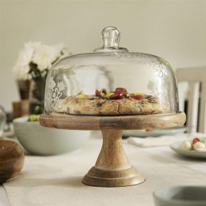 Upper Crust Glass Cloche With Wooden Base - GSETA2641