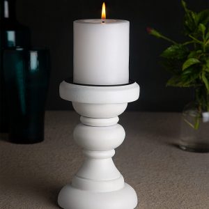 Haute Wooden Candle Stand ( White) - MPDEA2573