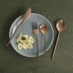 Norah Rose Gold Hammered Cutlery Set of 4 - SSTEA2660