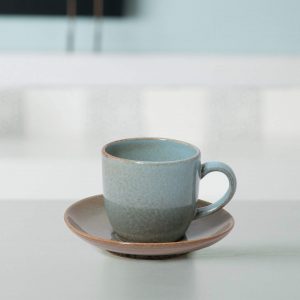 Aqua Rustic Ceramic Tea Cup Saucer - SWETA0727