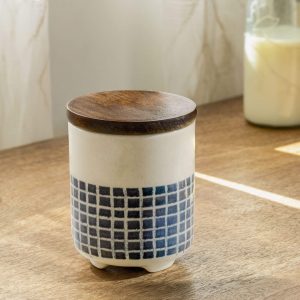 Mozaic Ceramic Jar with Wooden Lid - SWKEA2122