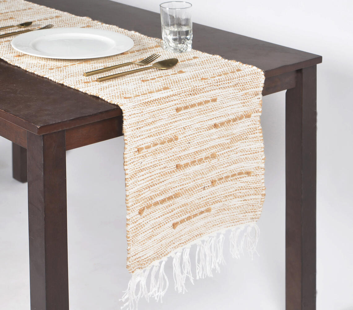 Earthy Textured Cotton Table Runner - Brown - VAQL101011102307
