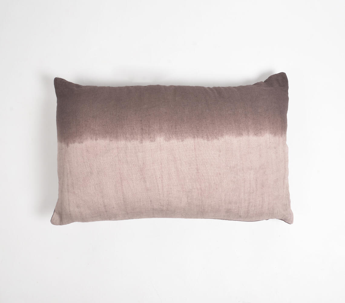 Textured Ombre Cotton Linen Lumbar Cushion Cover - Black - VAQL101011102504