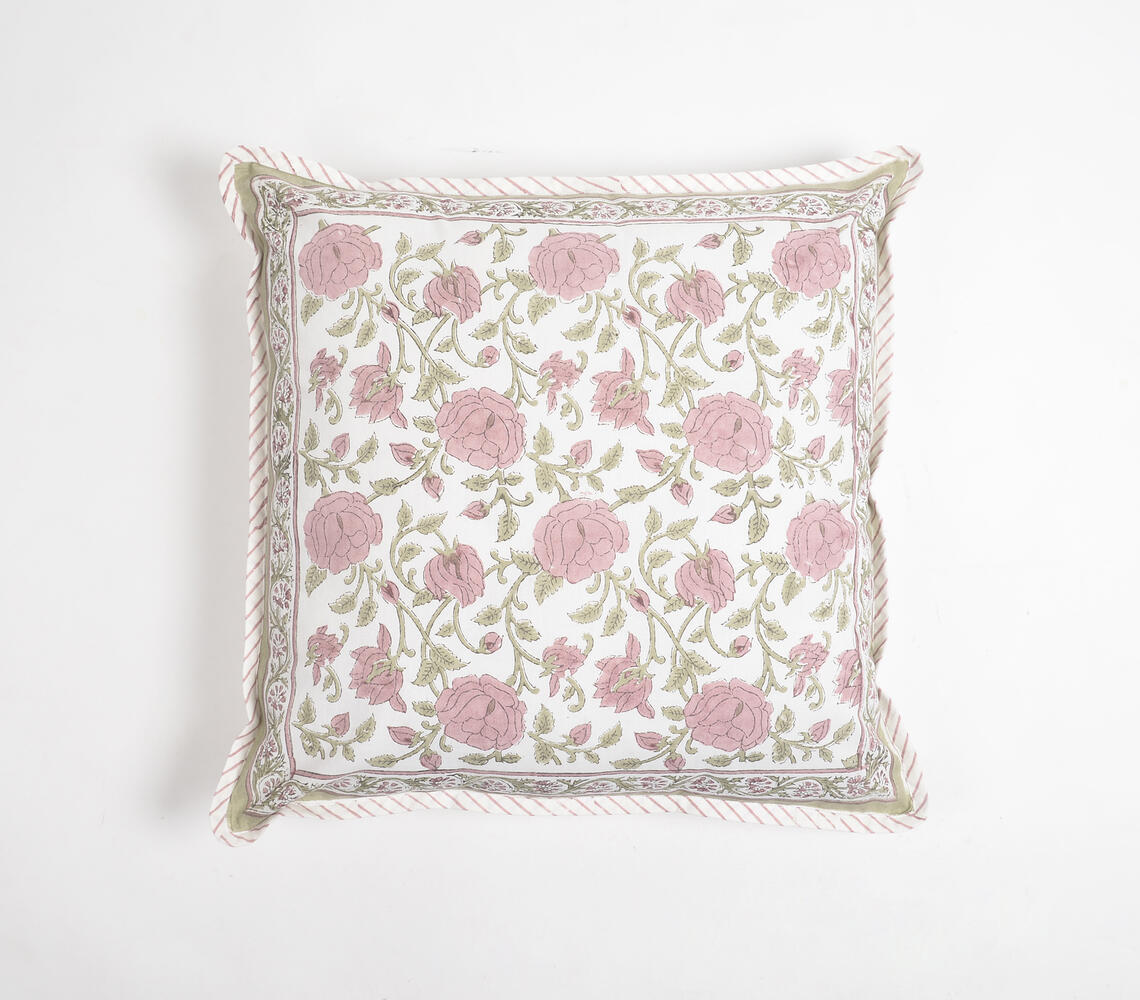 Victorian Floral Cotton Cushion Cover - Multicolor - VAQL101011102548