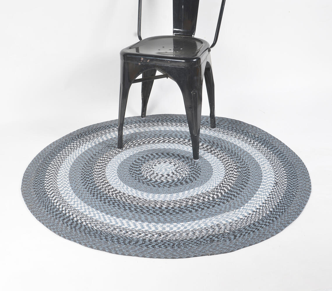 Concentric Grayscale Round Cotton Mat - Multicolor - VAQL101011104232