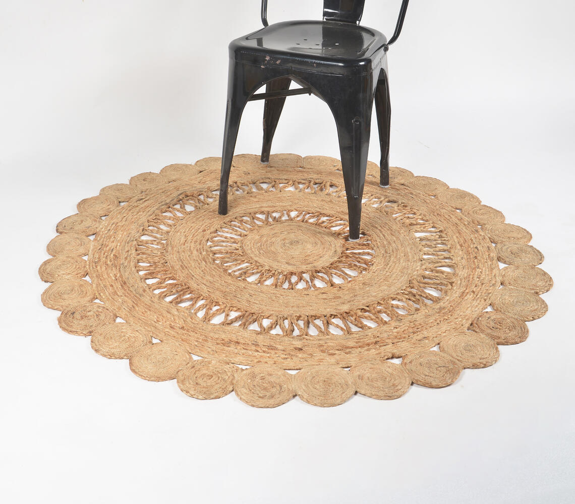 Hand-Braided Concentric Jute Rug - Natural - VAQL101011104241