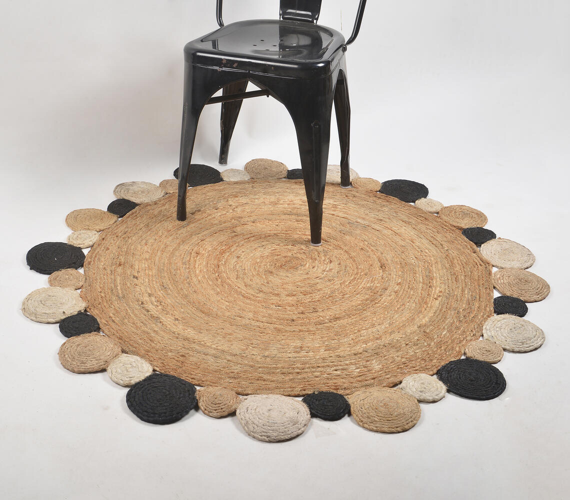 Hand Braided Spiral Disc Jute Rug - Multicolor - VAQL101011104246