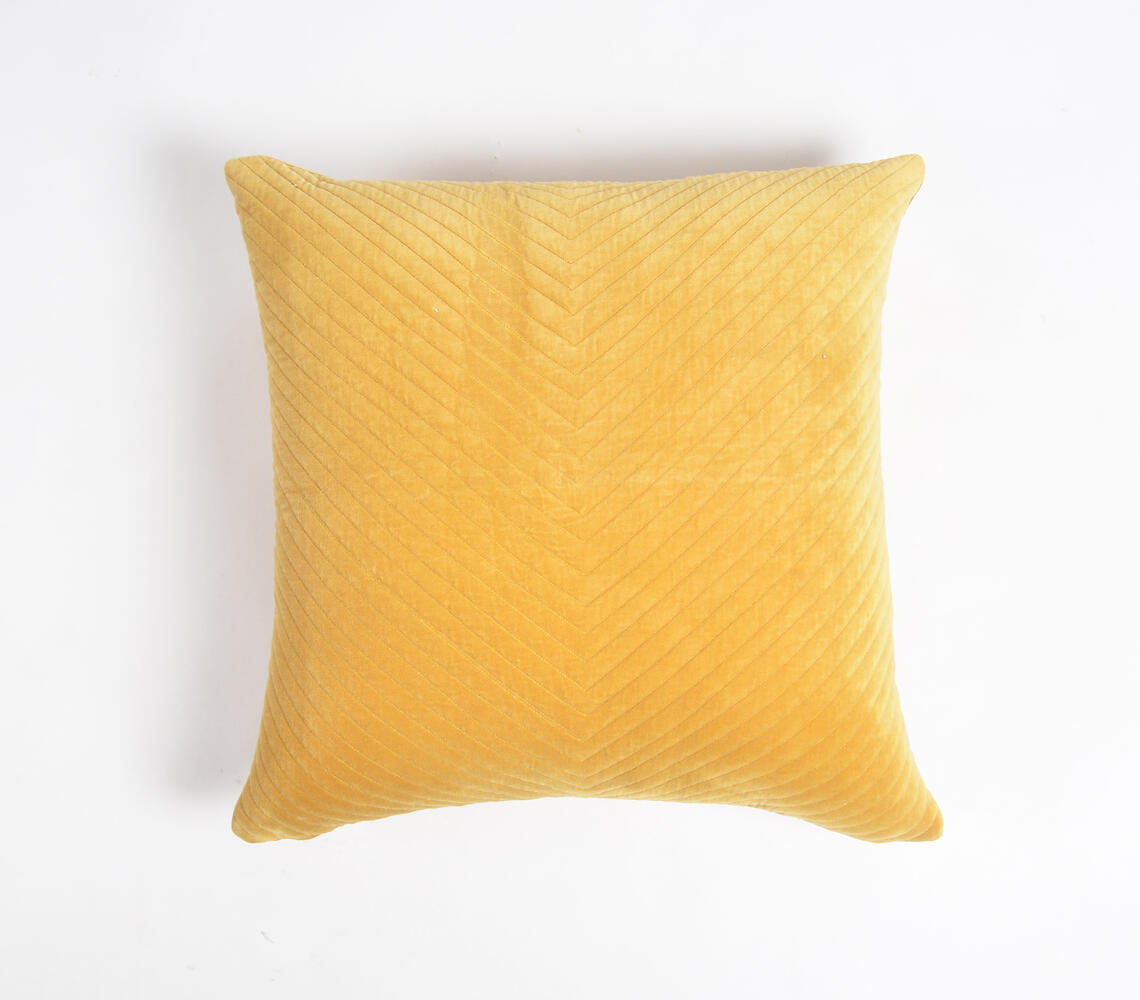 Quilt Knitted Cotton Velvet Honey Cushion Cover - Yellow - VAQL101011104626