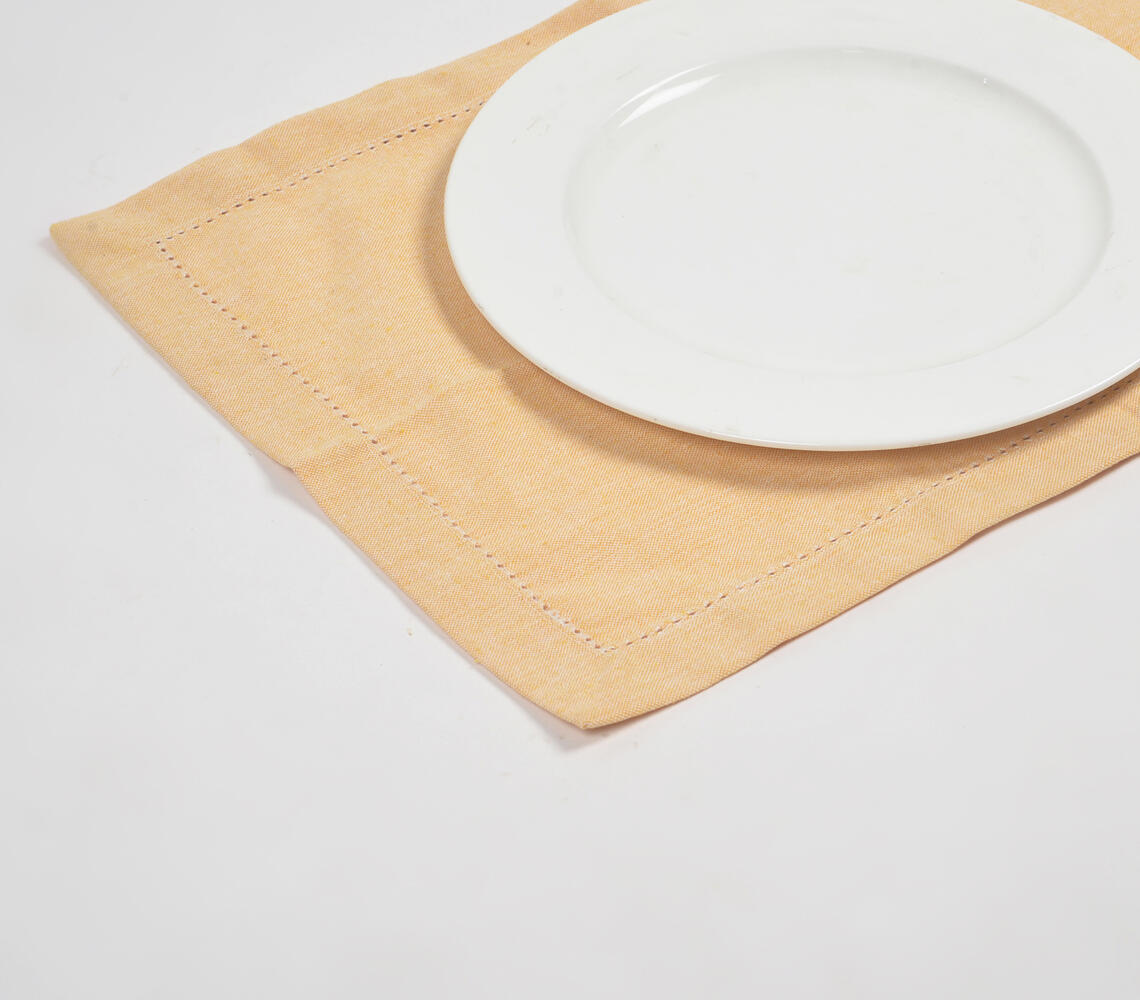 Solid Wheaten Cotton Chambray Placemats (set of 6) - Mustard - VAQL101011114309