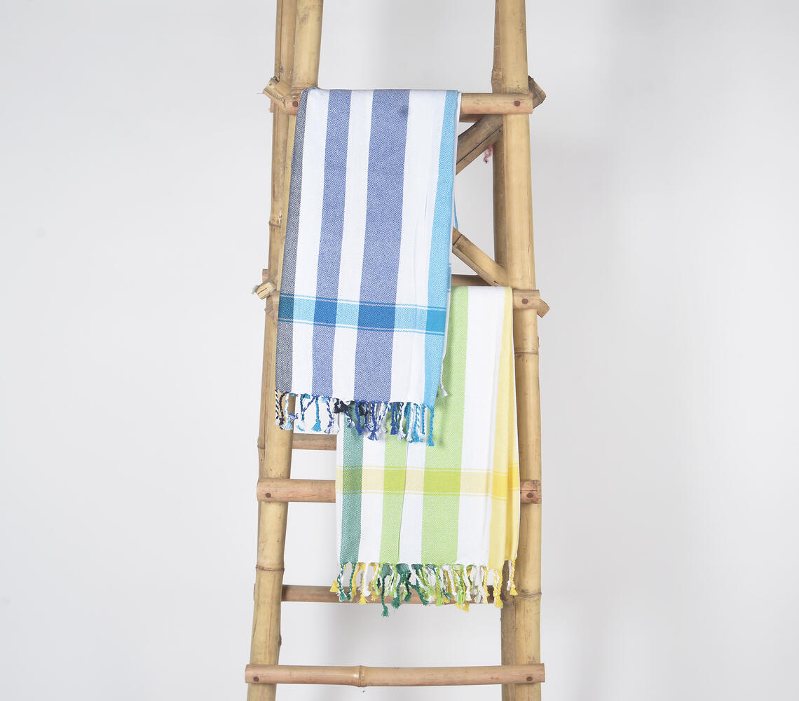 Handwoven Cotton Striped Bath Towels (Set Of 2) - Multicolor - VAQL101011114710