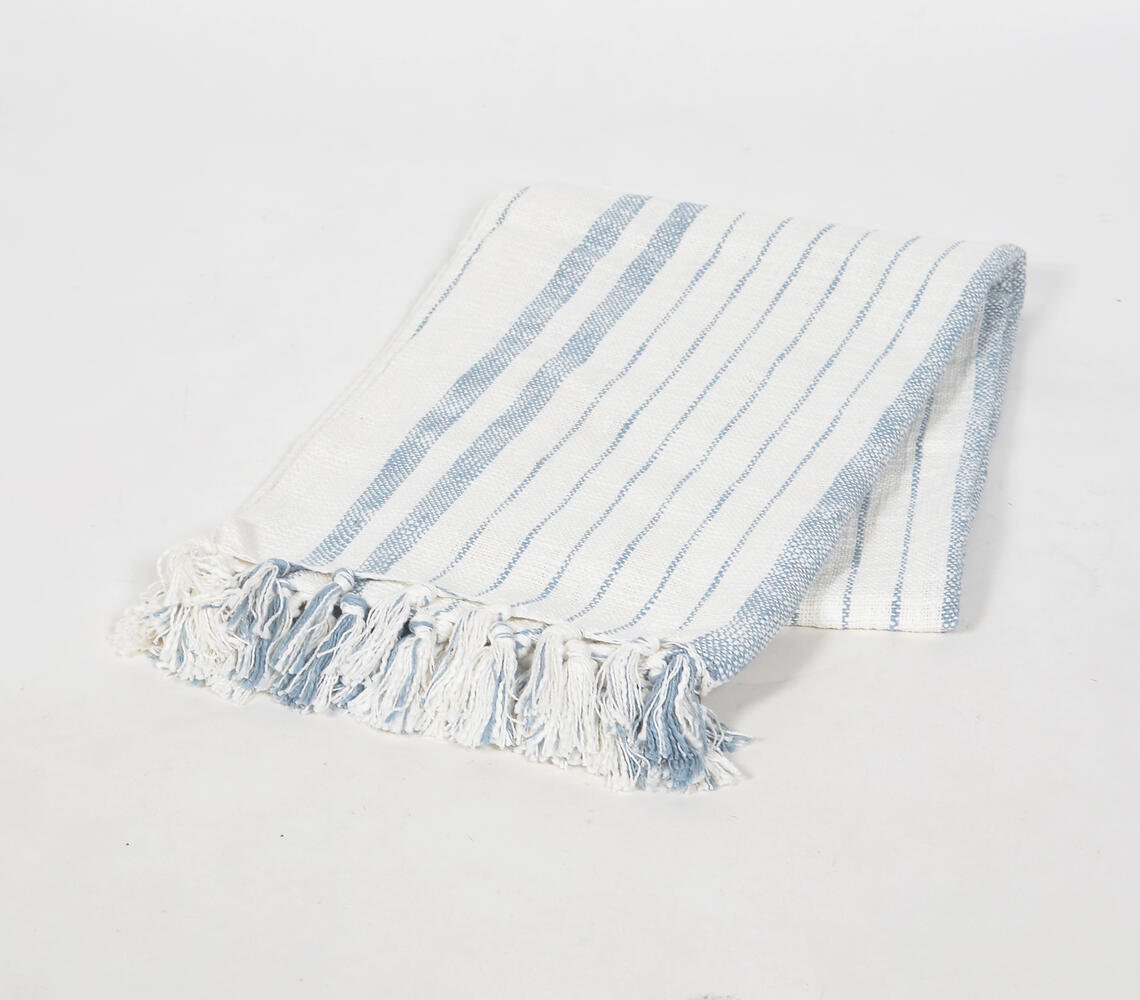 Blue Striped Beachy Cotton Throw - Multicolor - VAQL101011124534