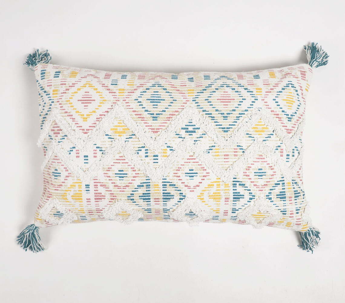 Handwoven Geometric Cotton Cushion Cover - Multicolor - VAQL10101128547