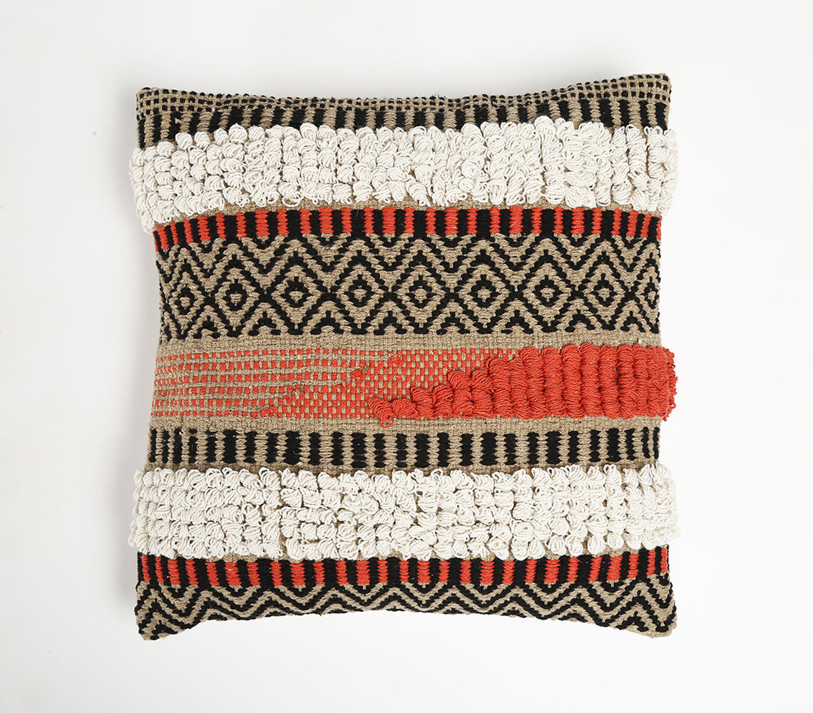 Textured Cushion Cover with Tufts - Multicolor - VAQL10101140887