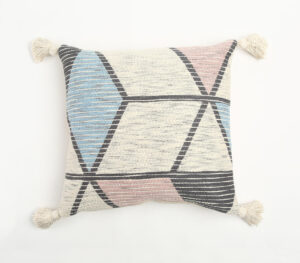Colorblock Cotton Cushion Cover With Tassels - Multicolor - VAQL10101150062