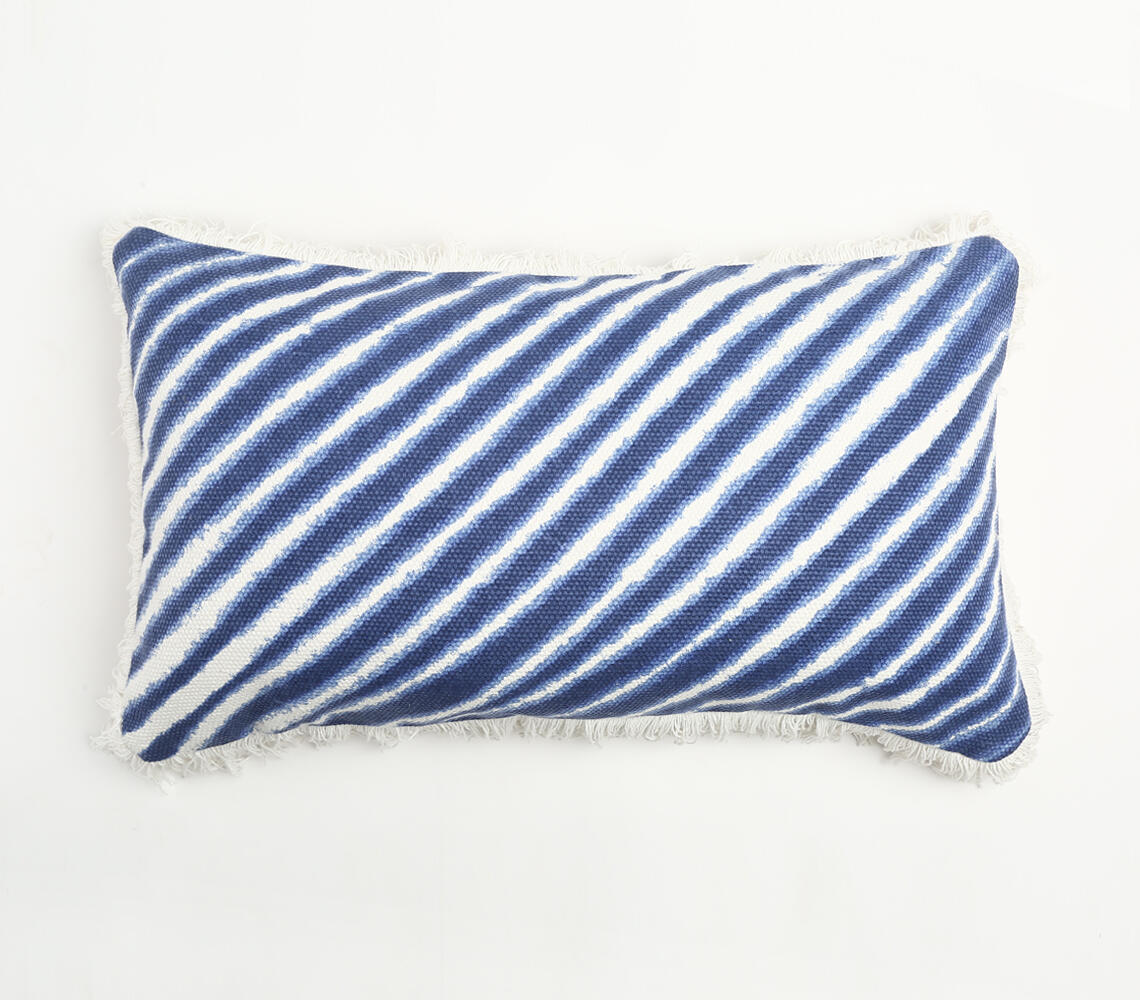 Diagonal Striped Fringed Cotton Sham - Blue - VAQL10101150150