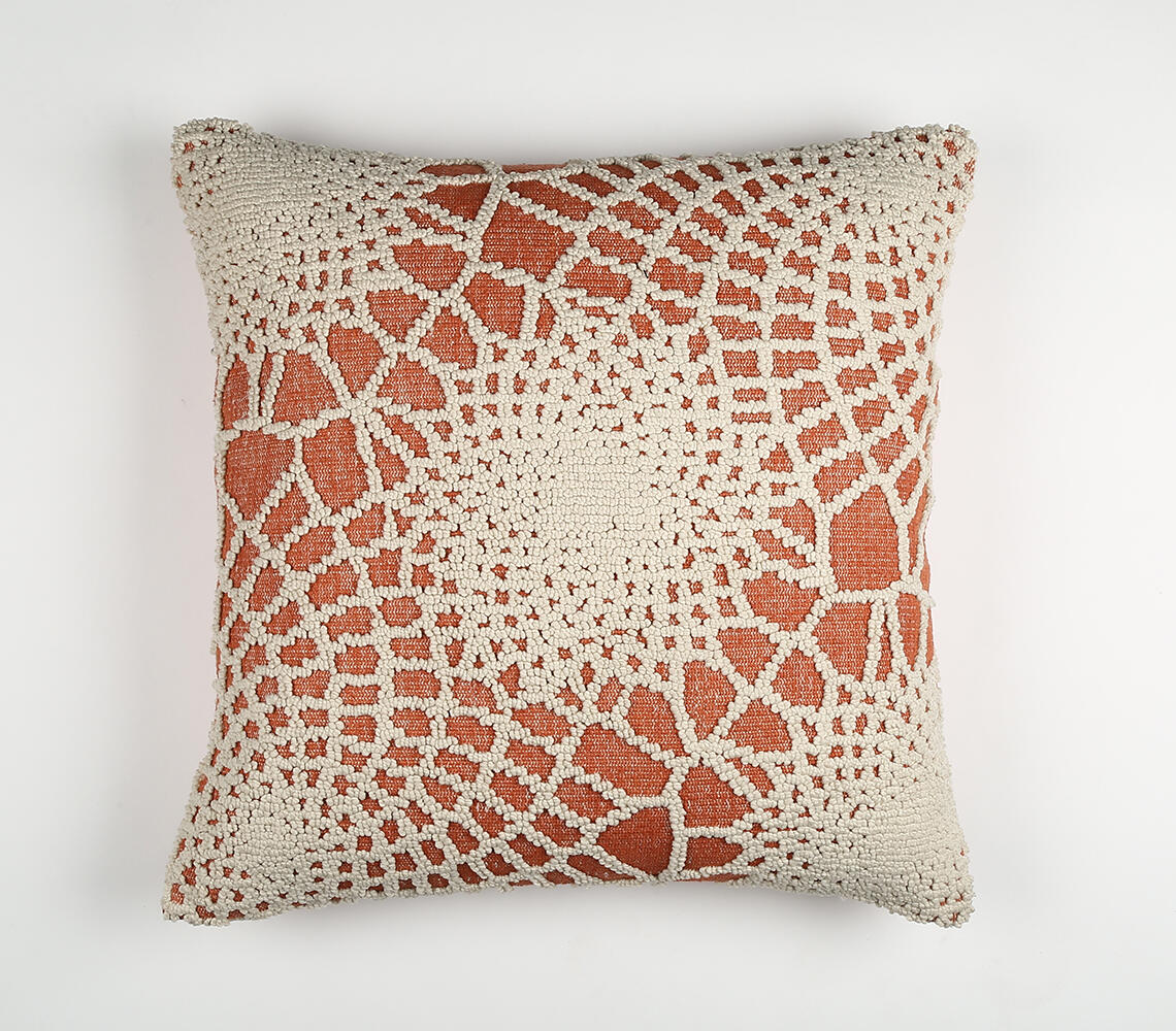 Abstract Textured Orange Cotton Cushion Cover - Orange - VAQL10101154317