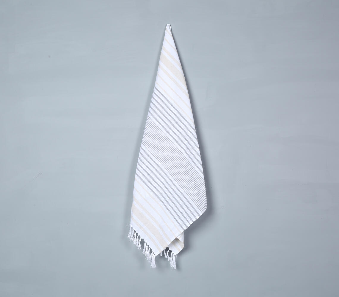 Handwoven Striped Cotton Bath Towel - Multicolor - VAQL10101162691