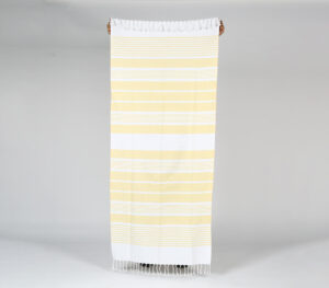 Handwoven Lemon Striped Cotton Bath Towel - Yellow - VAQL10101162694