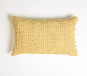 Handwoven Waffle Lumbar Cushion cover - Yellow - VAQL10101169992