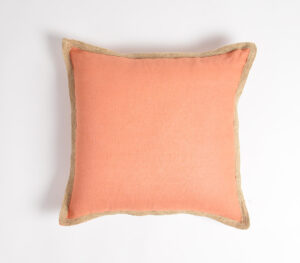 Coral Jute Border Cushion cover - Orange - VAQL10101170035