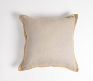 Handwoven Taupe Jute Border Cushion cover - Grey - VAQL10101170053