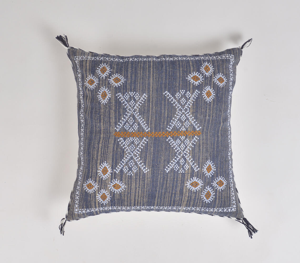 Embroidered Inky Cushion cover - Blue - VAQL10101170061
