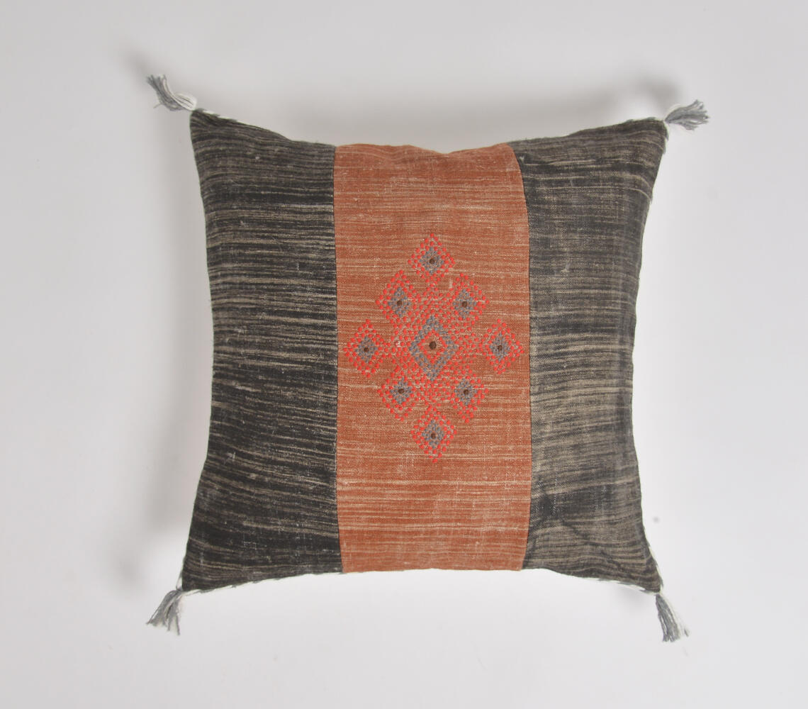 Colorblock Embroidered Cushion cover - Grey - VAQL10101170064
