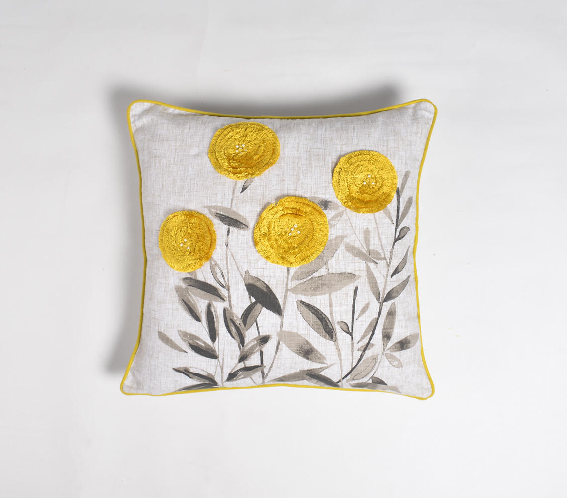 Sunshine Floral Cushion cover - White - VAQL10101171512